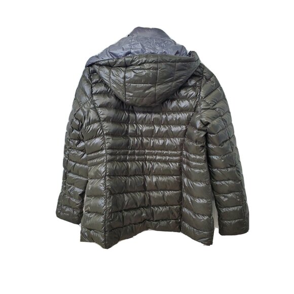 Vince Camuto Duck Down/Nylon Olive Green Puffer Jacket Hoodie Women's True Sz 10 - Picture 4 of 11